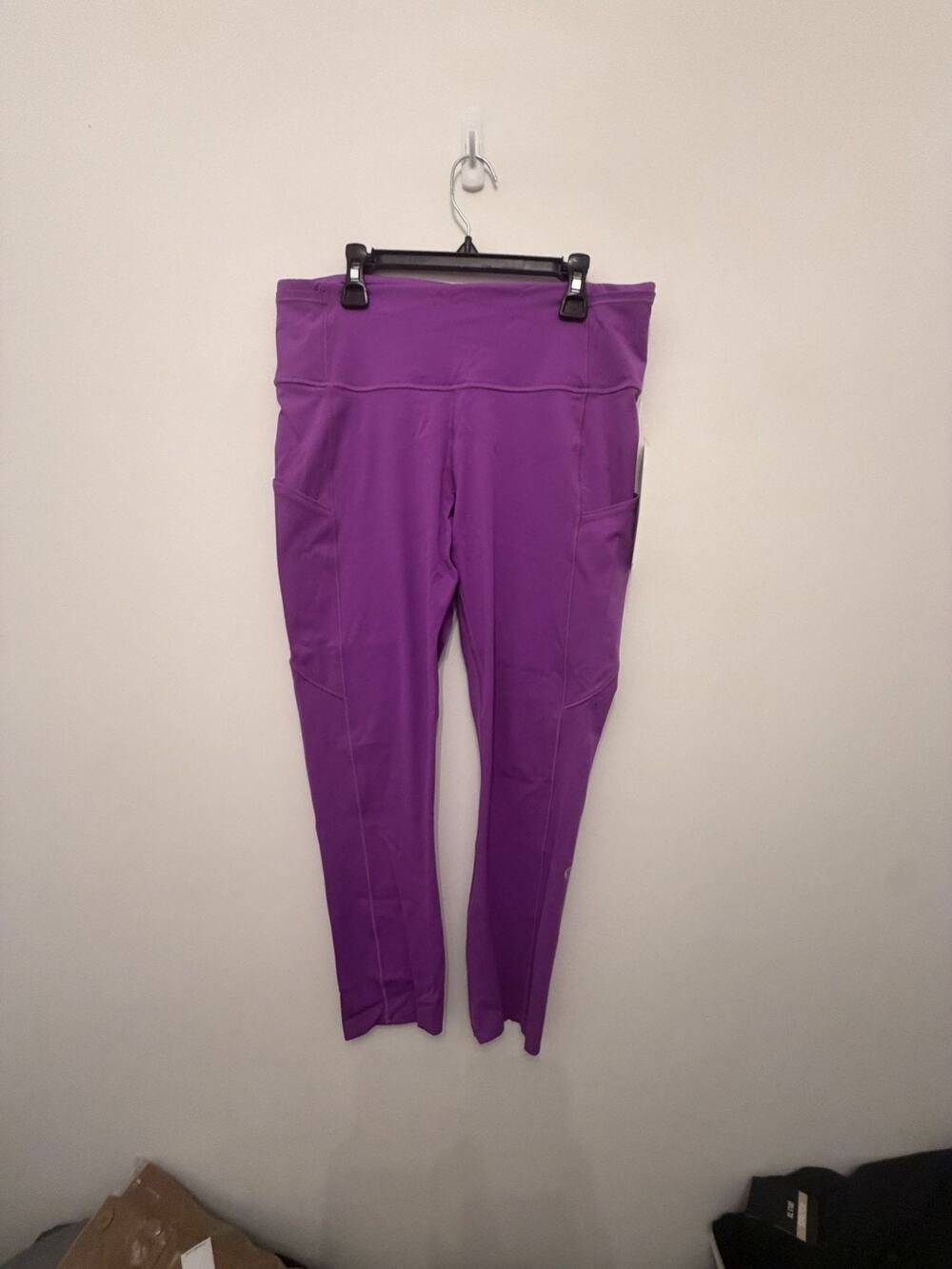Lululemon High-Rise Purple Leggings With Side Pockets - Size 10 Stretchy Fabric